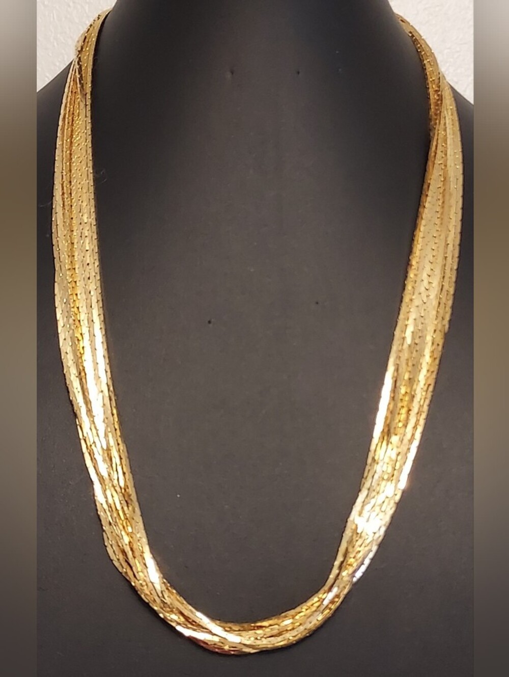 Vintage Park Lane Gold tone "Beautiful" 24' Ten Strand Necklace w/Box